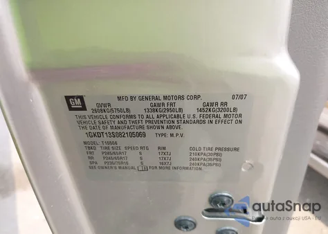 2008 GMC Envoy Sle from USA, damaged, VIN 1GKDT13S082105069